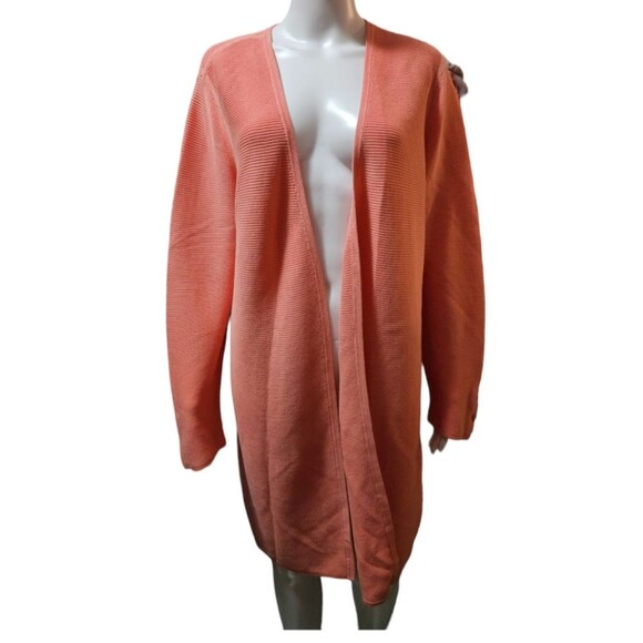 Talbots Peach Long Cardigan Ribbed - Picture 2 of 6